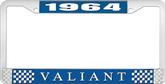 1964 Plymouth Valiant; License Plate Frame; Blue And Chrome With White Lettering