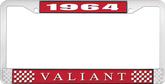 1964 Plymouth Valiant; License Plate Frame; Red And Chrome With White Lettering