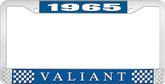 1965 Plymouth Valiant; License Plate Frame; Blue And Chrome With White Lettering