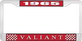 1965 Plymouth Valiant; License Plate Frame; Red And Chrome With White Lettering