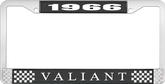 1966 Plymouth Valiant; License Plate Frame; Black And Chrome With White Lettering
