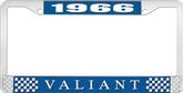 1966 Plymouth Valiant; License Plate Frame; Blue And Chrome With White Lettering
