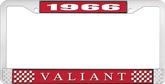 1966 Plymouth Valiant; License Plate Frame; Red And Chrome With White Lettering