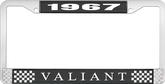 1967 Plymouth Valiant; License Plate Frame; Black And Chrome With White Lettering