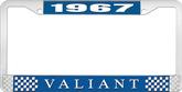 1967 Plymouth Valiant; License Plate Frame; Blue And Chrome With White Lettering