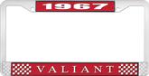 1967 Plymouth Valiant; License Plate Frame; Red And Chrome With White Lettering