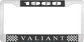 1968 Plymouth Valiant; License Plate Frame; Black And Chrome With White Lettering