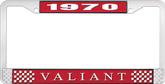 1970 Plymouth Valiant; License Plate Frame; Red And Chrome With White Lettering