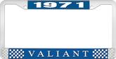 1971 Plymouth Valiant; License Plate Frame; Blue And Chrome With White Lettering