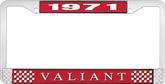 1971 Plymouth Valiant; License Plate Frame; Red And Chrome With White Lettering