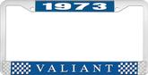 1973 Plymouth Valiant; License Plate Frame; Blue And Chrome With White Lettering