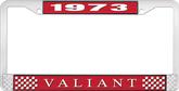 1973 Plymouth Valiant; License Plate Frame; Red And Chrome With White Lettering
