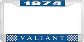 1974 Plymouth Valiant; License Plate Frame; Blue And Chrome With White Lettering