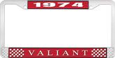 1974 Plymouth Valiant; License Plate Frame; Red And Chrome With White Lettering