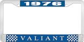 1976 Plymouth Valiant; License Plate Frame; Blue And Chrome With White Lettering