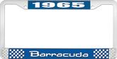1965 Barracuda License Plate Frame - Blue and Chrome with White Lettering