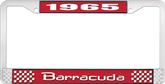 1965 Barracuda License Plate Frame - Red and Chrome with White Lettering