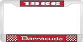 1966 Barracuda License Plate Frame - Red and Chrome with White Lettering