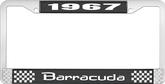 1967 Barracuda License Plate Frame - Black and Chrome with White Lettering