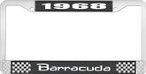 1968 Barracuda License Plate Frame - Black and Chrome with White Lettering