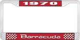 1970 Barracuda License Plate Frame - Red and Chrome with White Lettering