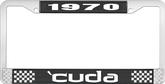1970 'Cuda Plate Frame - Black and Chrome with White Lettering