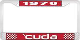 1970 'Cuda Plate Frame - Red and Chrome with White Lettering