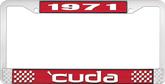 1971 'Cuda Plate Frame - Red and Chrome with White Lettering