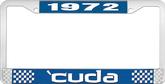 1972 'Cuda License Plate Frame - Blue and Chrome with White Lettering