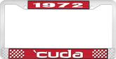 1972 'Cuda License Plate Frame - Red and Chrome with White Lettering