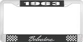 1963 Plymouth Belvedere; License Plate Frame; Black And Chrome With White Lettering