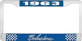 1963 Plymouth Belvedere; License Plate Frame; Blue And Chrome With White Lettering