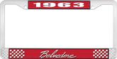 1963 Plymouth Belvedere; License Plate Frame; Red And Chrome With White Lettering