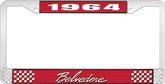 1964 Plymouth Belvedere; License Plate Frame; Red And Chrome With White Lettering