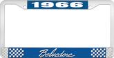 1966 Plymouth Belvedere; License Plate Frame; Blue And Chrome With White Lettering