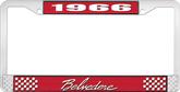 1966 Plymouth Belvedere; License Plate Frame; Red And Chrome With White Lettering
