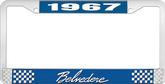 1967 Plymouth Belvedere; License Plate Frame; Blue And Chrome With White Lettering