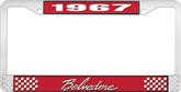 1967 Plymouth Belvedere; License Plate Frame; Red And Chrome With White Lettering