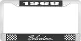 1968 Plymouth Belvedere; License Plate Frame; Black And Chrome With White Lettering