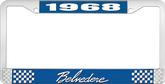1968 Plymouth Belvedere; License Plate Frame; Blue And Chrome With White Lettering