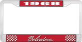 1968 Plymouth Belvedere; License Plate Frame; Red And Chrome With White Lettering