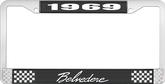 1969 Plymouth Belvedere; License Plate Frame; Black And Chrome With White Lettering