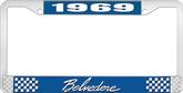 1969 Plymouth Belvedere; License Plate Frame; Blue And Chrome With White Lettering