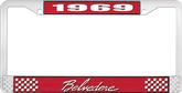 1969 Plymouth Belvedere; License Plate Frame; Red And Chrome With White Lettering