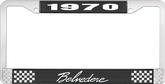 1970 Plymouth Belvedere; License Plate Frame; Black And Chrome With White Lettering