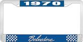 1970 Plymouth Belvedere; License Plate Frame; Blue And Chrome With White Lettering