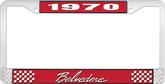 1970 Plymouth Belvedere; License Plate Frame; Red And Chrome With White Lettering