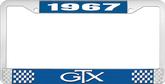 1967 GTX License Plate Frame - Blue and Chrome with White Lettering