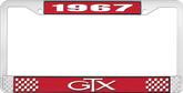 1967 GTX License Plate Frame - Red and Chrome with White Lettering
