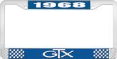 1968 GTX License Plate Frame - Blue and Chrome with White Lettering